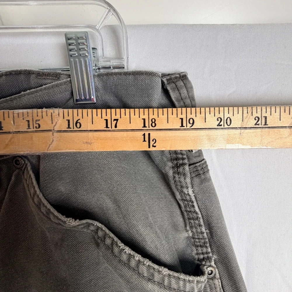 CE Schmidt Workwear Mens Carpenter Pants Grey Canvas Utility Tool Pocket 37x31.5
